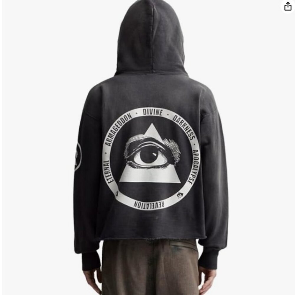 SizeL Saint Michael Complicated Jesus Christ Boombox Cross Hoodie All Seeing Eye - Picture 5 of 15